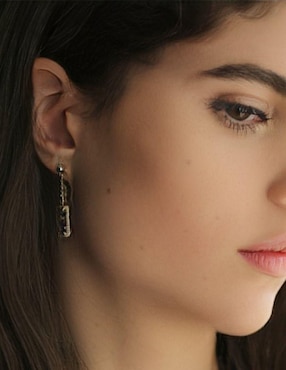Aretes de rectángulo Clio Blue de plata P 925 con acabado brillante cristal