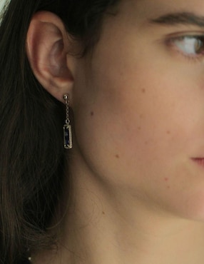 Aretes de rectángulo Clio Blue de plata P 925 con acabado brillante cristal