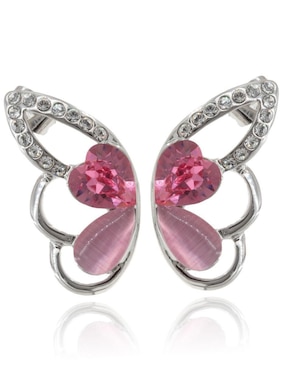 Aretes de mariposa Mayfer Joyería con acabado brillante cristal