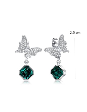 Aretes de mariposa Mayfer Joyería Oporto con acabado brillante cristal