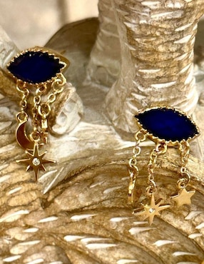 Aretes de ojo Mayfer Joyería con acabado brillante piedra natal