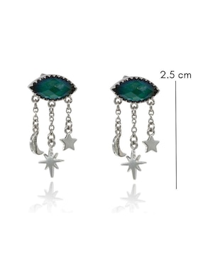 Aretes de ojo Mayfer Joyería Mood con acabado baño rodio piedra natal