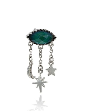 Aretes de ojo Mayfer Joyería Mood con acabado baño rodio piedra natal