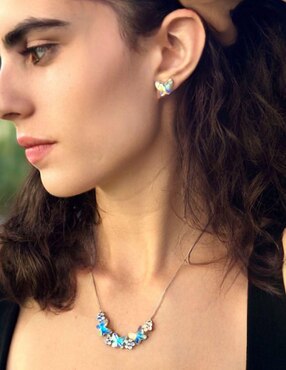 Set de collar y aretes Mayfer Joyería cristal austriaco