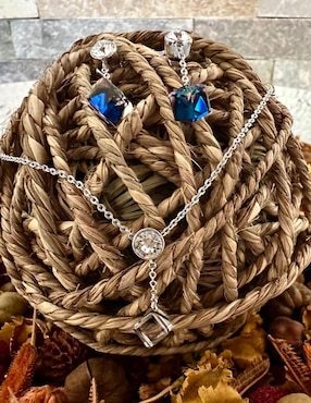 Set de collar y aretes Mayfer Joyería cristal austriaco