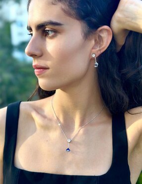 Set de collar y aretes Mayfer Joyería cristal austriaco