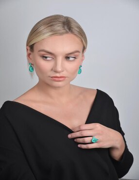 Anillo con gema Gladkova Joyería Premium P 925 de plata turmalina brillante