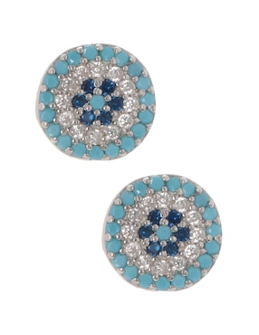 Broqueles de flor Mauricio Serrano Jewelry Mediterraneo Ojo de plata P 925 con acabado brillante zirconia