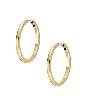 Aretes de aro redondos Fossil All Stacked Up con acabado brillante