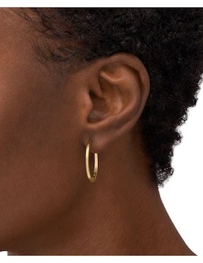 Aretes de aro redondos Fossil All Stacked Up con acabado brillante