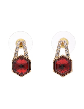 Aretes Cortos Hexagonales Anne Klein Cranberry Cristal