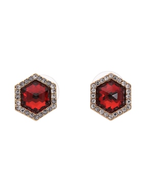 Aretes Cortos Hexagonales Anne Klein Cranberry Cristal