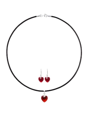 Aretes y collar de corazón Zvezda de plata P925 cristal