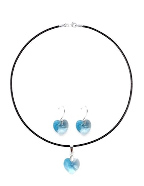 Aretes y collar de corazón Zvezda de plata P925 cristal