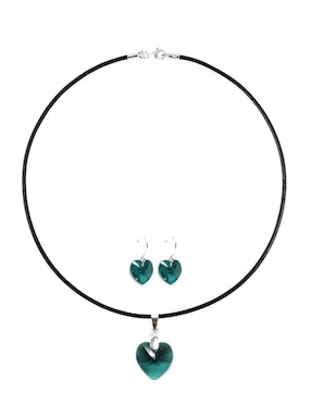 Aretes y collar de corazón Zvezda de plata P925 cristal