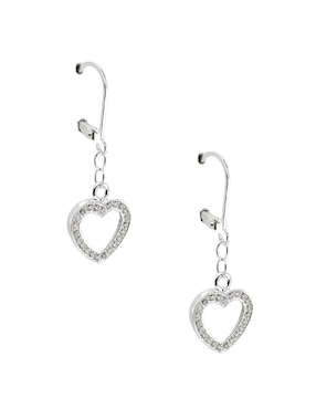 Aretes de corazón Zvezda de plata P 925 con acabado brillante cristal