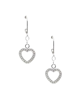 Aretes de corazón Zvezda de plata P 925 con acabado brillante cristal