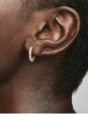 Aretes de aro redondos Pandora Timeless de plata P 925 con acabado baño de oro zirconia cúbica