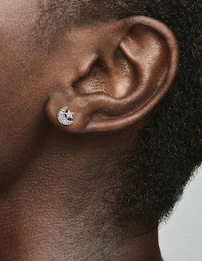 Aretes de luna Pandora Timeless de plata P 925 con acabado brillante zirconia cúbica