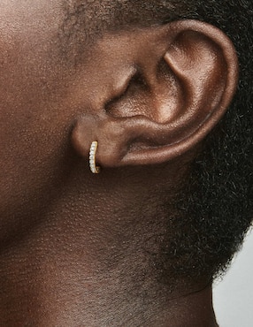 Aretes de aro redondos Pandora Timeless de plata P 925 con acabado baño de oro zirconia cúbica