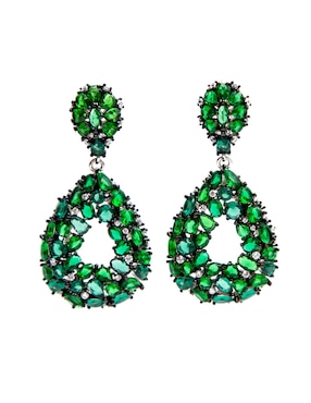 Aretes Largos De Gota Daniel Espinosa Jewelry Luxury Color De Plata Vermeil P 925 Con Acabado Baño Oro Esmeralda