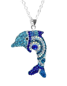 Aretes y collar de delfín Zvezda de plata P925 cristal