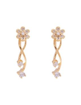 Aretes Ear Cuff De Flor Oro Angelus Zirconia