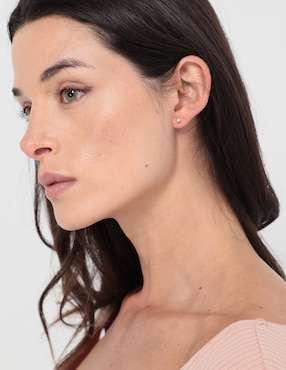 Aretes redondos Apodemia Classic con acabado baño de oro circonita