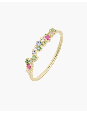 Anillo Apodemia Guadaloupe circonita con acabado baño de oro 18 k