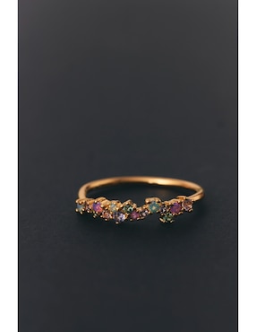 Anillo Apodemia Guadaloupe circonita con acabado baño de oro 18 k