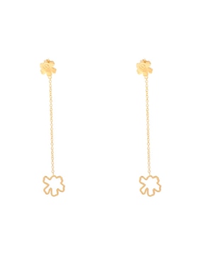 Aretes Largos Apodemia Norah Baño De Oro 18 K