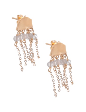 Aretes Apodemia con acabado baño de oro circonita