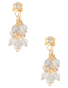 Aretes Cortos Apodemia Jellyfish Baño De Oro 18 K Circonita