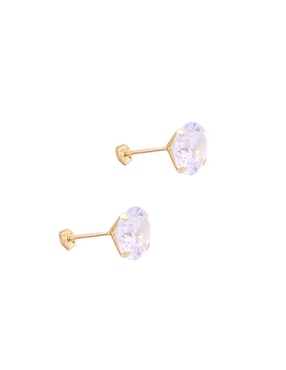 Broqueles redondos Oro Angelus de oro con acabado brillante zirconia