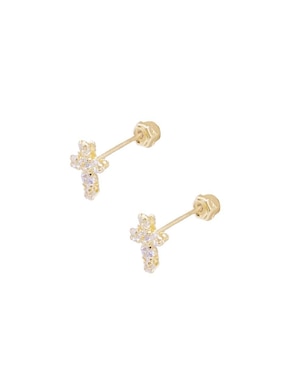 Broqueles de cruz Oro Angelus de oro con acabado brillante zirconia