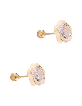 Broqueles de flor Oro Angelus de oro amarillo con acabado pavé zirconia
