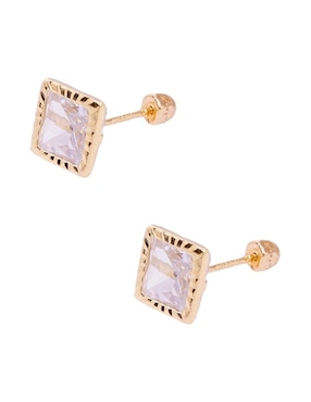 Broqueles cuadrados Oro Angelus de oro con acabado pavé zirconia