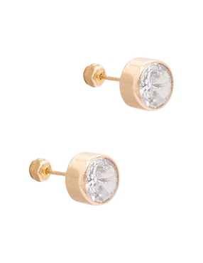 Broqueles redondos Oro Angelus de oro con acabado pavé zirconia