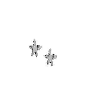 Aretes de flor Enrique Garcia de plata P 925 con acabado plateado