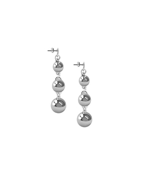Aretes de esfera Enrique Garcia de plata P 925 con acabado plateado