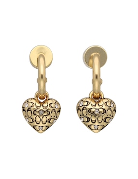 Aretes Huggies De Corazón Coach Quilted