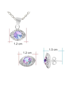 Set aretes y collar de ojo Horoz de plata p 925 zirconia