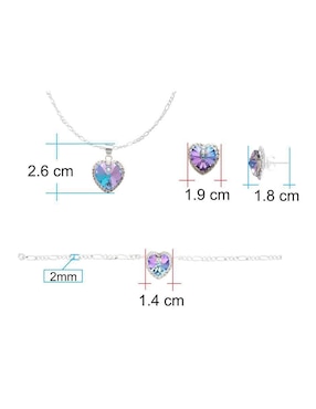 Set aretes, collar y pulsera de corazón Horoz de plata p 925 zirconia