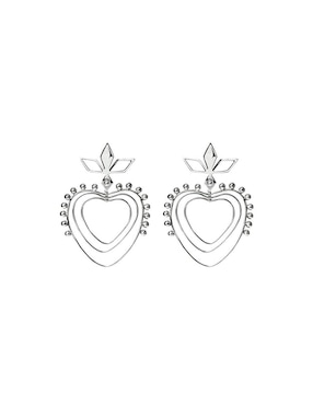 Aretes Largos De Corazón Enrique Garcia De Plata P925