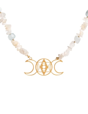 Collar de luna Piedra De Luna de baño de oro