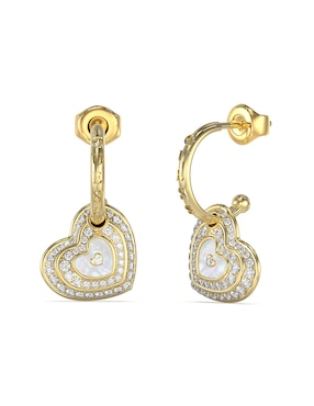 Aretes de corazón Guess Amami con acabado diamantado circonita