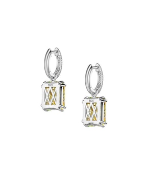 Aretes de rectángulo Gladkova Joyería de plata P 925 con acabado baño rodio topacio