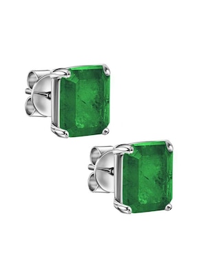 Broqueles rectangulares Gladkova Joyería de plata P 925 con acabado baño rodio esmeralda