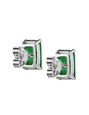 Broqueles rectangulares Gladkova Joyería de plata P 925 con acabado baño rodio esmeralda