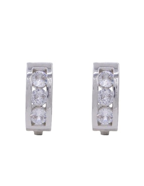 Aretes Cortos Rectangulares Oro Angelus Acabado Brillante Zirconia